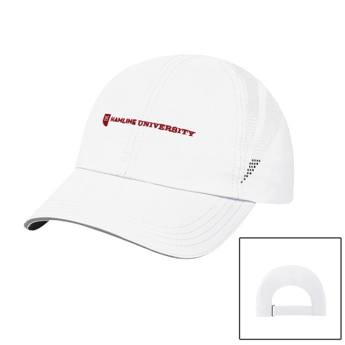  Womens White Performance Cap - Hamline Wordmark
