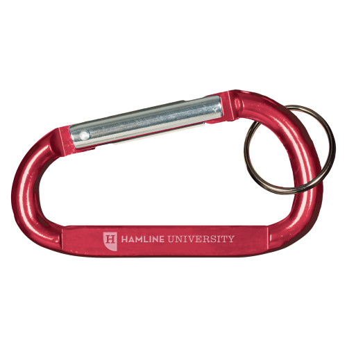  Red Carabiner with Split Ring - Hamline Wordmark  Engraved