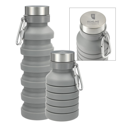  Zigoo Silicone Collapsible Grey Bottle 18oz - Primary Engraved