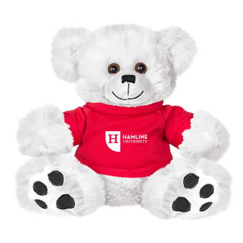  Plush Big Paw 8 1/2 inch White Bear w/Red Shirt - Hamline University