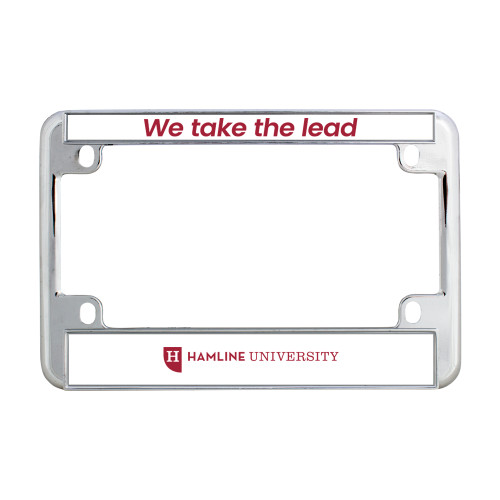  Metal Motorcycle License Plate Frame in Chrome - Hamline Wordmark