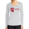 Thumbnail image for  Womens White Performance Long Sleeve V Neck Shirt