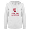 Thumbnail image for  ENZA Womens White V Notch Raw Edge Fleece Hoodie