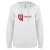 Thumbnail image for  ENZA Womens White V Notch Raw Edge Fleece Hoodie