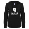 Thumbnail image for  ENZA Womens Black V Notch Raw Edge Fleece Hoodie