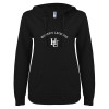 Thumbnail image for  ENZA Womens Black V Notch Raw Edge Fleece Hoodie