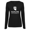 Thumbnail image for  Womens Black Long Sleeve V Neck Tee 