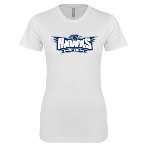  Next Level Womens White Boyfriend Tee - Primary Athletics Mark