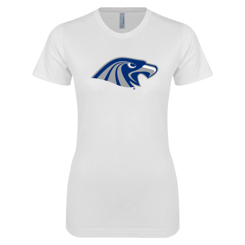  Next Level Womens White Boyfriend Tee - Hawk Head