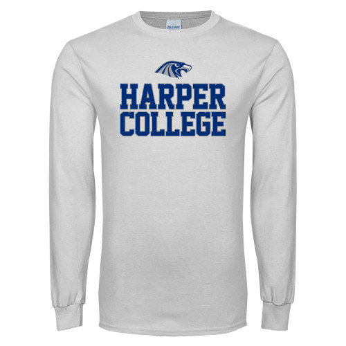  White Long Sleeve T Shirt - Harper College Stacked