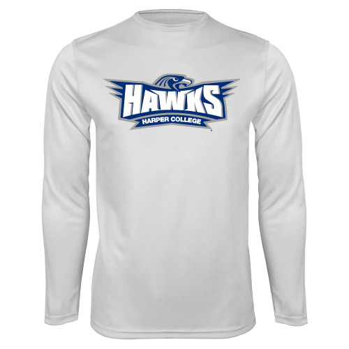  White Performance Long Sleeve Shirt - Primary Athletics Mark