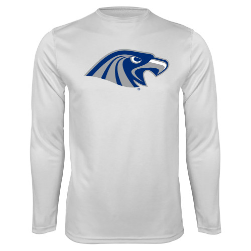  White Performance Long Sleeve Shirt - Hawk Head