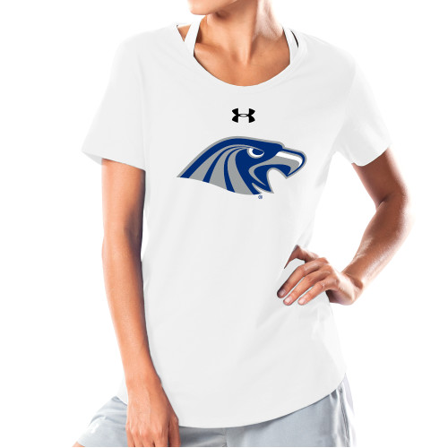  Under Armour Womens White Charged Cotton Tee - Hawk Head