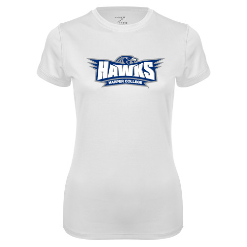  Womens White Performance Tee - Primary Athletics Mark