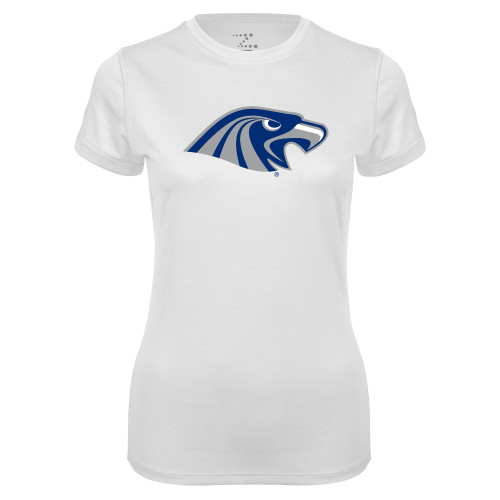  Womens White Performance Tee - Hawk Head
