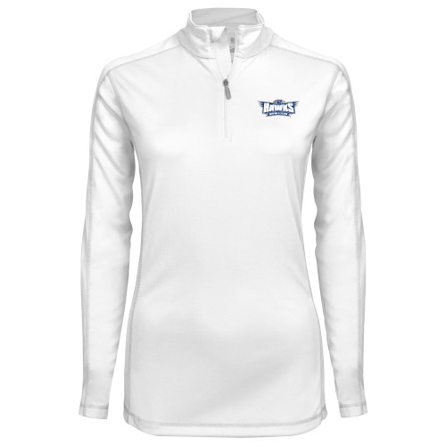  Syntrel Womens White Interlock 1/4 Zip - Primary Athletics Mark