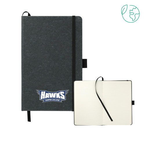  5.5 x 8.5 Black FSC Mix Recycled Leather Bound Journal - Hawks