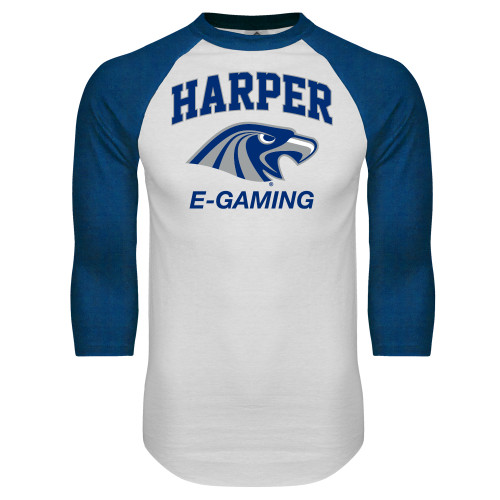  White/Royal Raglan Baseball T Shirt - Gaming