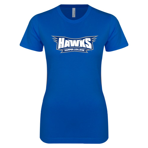  Next Level Womens Royal Boyfriend Tee - Hawks