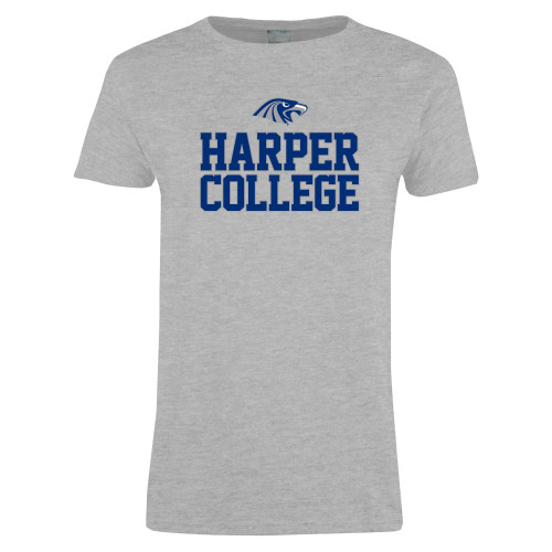  Womens Grey Short Sleeve Tee - Harper College Stacked