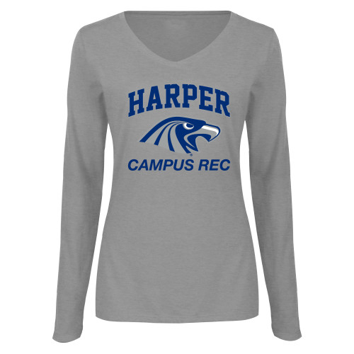 Main Image for  Womens Grey Long Sleeve V Neck Tee 