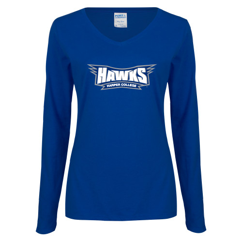 Main Image for  Womens Royal Long Sleeve V Neck Tee 