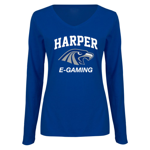 Main Image for  Womens Royal Long Sleeve V Neck Tee 