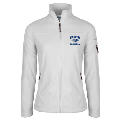  Columbia Womens Full Zip White Fleece Jacket - Baseball