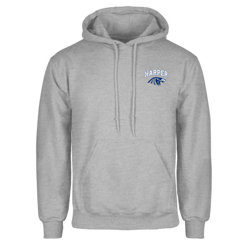  Grey Fleece Hoodie - Arched Harper Hawk Head