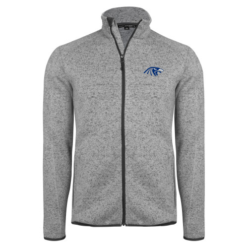  Grey Heather Sweater Fleece Jacket - Hawk Head