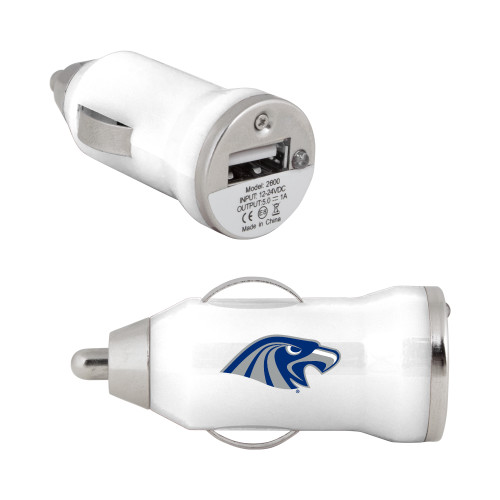  On the Go White Car Charger - Hawk Head