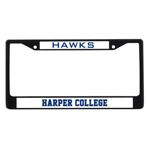  Metal License Plate Frame in Black - Hawk Head