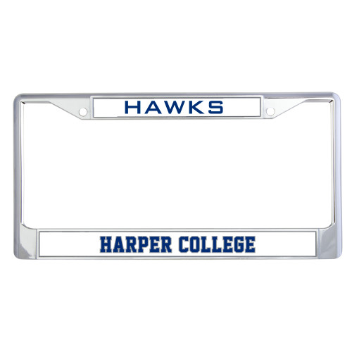  Metal License Plate Frame in Chrome - Hawk Head