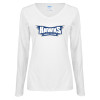 Thumbnail image for  Womens White Long Sleeve V Neck Tee