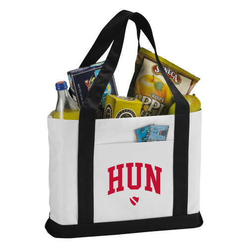 Hun School Contender White/Black Canvas Tote