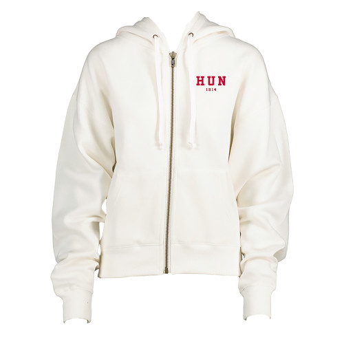 Hun School ENZA Womens White Boxy Full Zip Ho