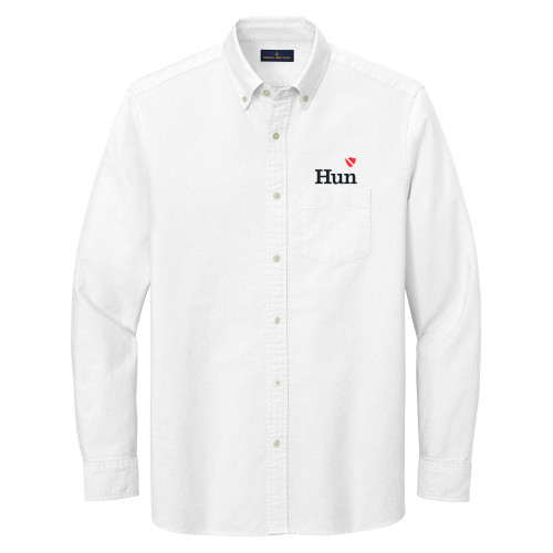  Brooks Brothers Mens White Casual Oxford Cloth Shirt - Hun Heart Shield