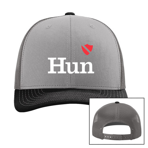  Richardson Grey/Charcoal/Black Trucker Hat - Hun Heart Shield