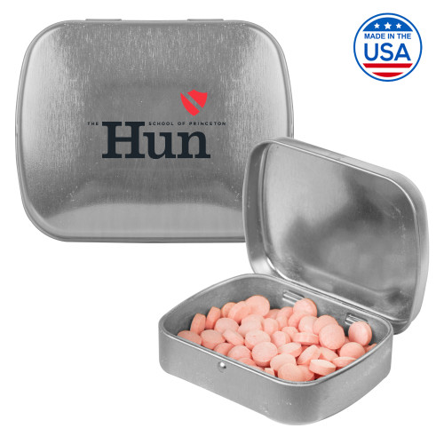 Hun School Silver Rectangular Peppermint Tin