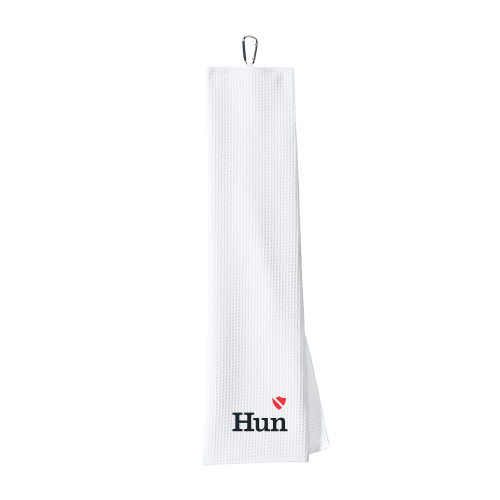 White Waffle Microfiber Golf Towel - Hun Heart Shield