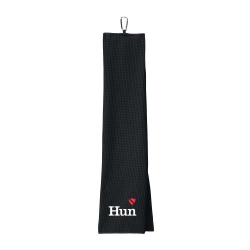  Black Waffle Microfiber Golf Towel - Hun Heart Shield