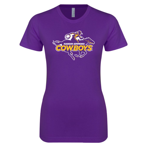  Next Level Womens Purple Boyfriend Tee - Primary Logo