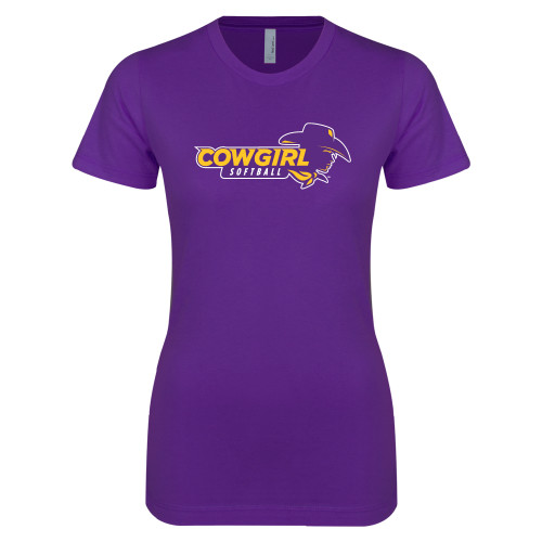  Next Level Womens Purple Boyfriend Tee - Cowgirls Softball