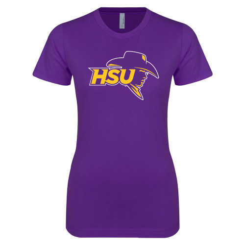  Next Level Womens Purple Boyfriend Tee - HSU Cowboy