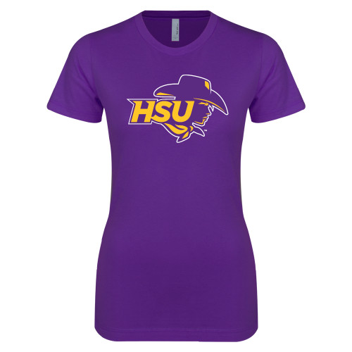  Next Level Womens Purple Boyfriend Tee - HSU Cowgirl