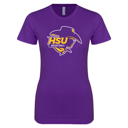  Next Level Womens Purple Boyfriend Tee - Womens Basketball