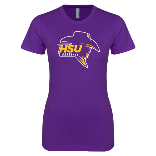  Next Level Womens Purple Boyfriend Tee - Baseball