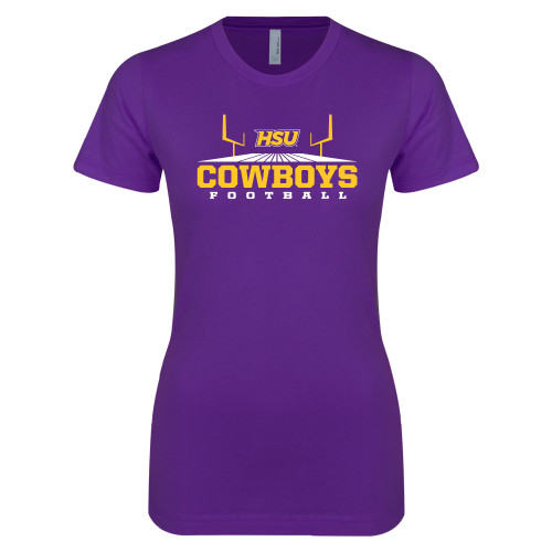  Next Level Womens Purple Boyfriend Tee - Cowboys Football w/ Field