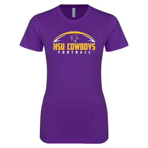  Next Level Womens Purple Boyfriend Tee - HSU Cowboys Football w/ Ball