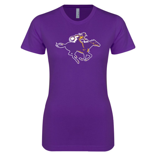  Next Level Womens Purple Boyfriend Tee - Cowgirl Riding
